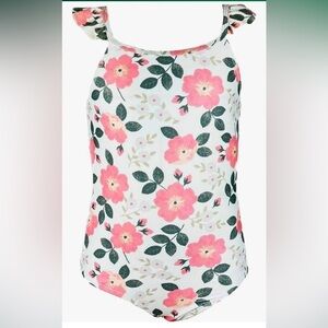 NWT  Teen Girls One Piece Swimsuit Ruffle Shoulder Strap Cute Bathing Suits